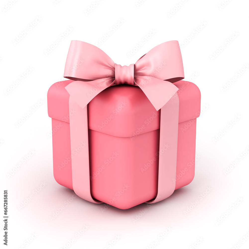 Poster sweet pink pastel color gift box or pink rounded squares present box with pink ribbon and bow isolat
