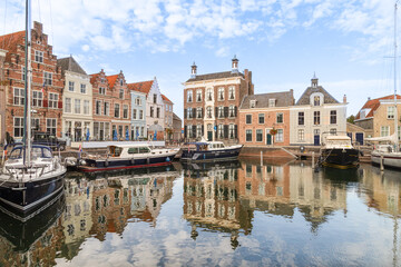 Picturesque harbor in the Dutch historic town of Goes in the province of Zeeland.
