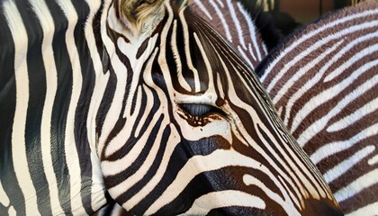 Detail of the head of a zebra. Generative AI