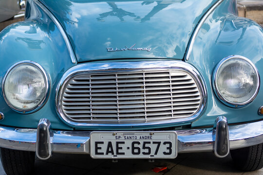 Detail of the front part of a DKW car at a vintage car exhibition in the city of Salvador, Bahia.