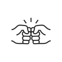 Fists, greetings with fists, linear icon. Line with editable stroke - obrazy, fototapety, plakaty