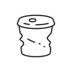 Crumpled cup, trash, linear icon. Line with editable stroke