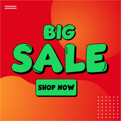 Big Sale Shopping Poster or banner with text. Big Sales banner template design for social media and website. Special Offer Big Sale campaign or promotion.