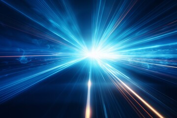 Abstract light background.  A blue motion pattern with light trails, futuristic sci - fi movies concepts. 