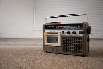 Worn Vintage 3-Band Radio Cassette Player with Recorder