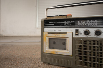 Worn Vintage 3-Band Radio Cassette Player with Recorder