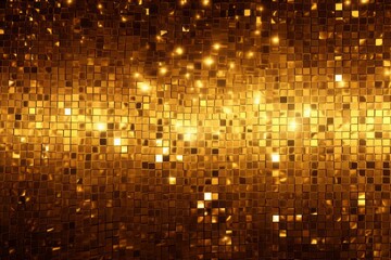 Abstract shiny golden squares background with bokeh