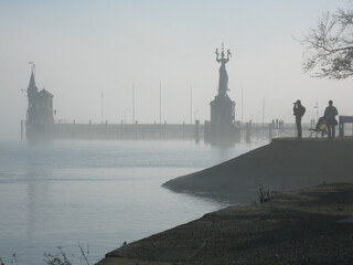 Autumn misty Promenade of Constance