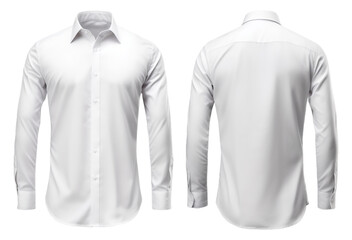 set of white long sleeve shirt designs with front and back views, isolated on transparent background, generative ai - obrazy, fototapety, plakaty