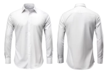 Fotobehang set of white long sleeve shirt designs with front and back views, isolated on transparent background, generative ai © neng kokom komala