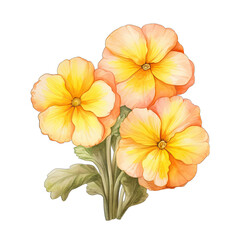 Primrose flower, isolated on white transparent PNG background