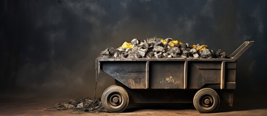 Construction waste in a large iron container made for truck transport - Powered by Adobe