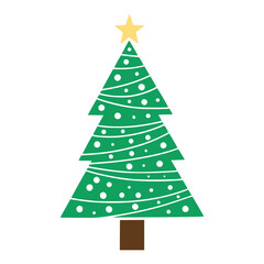 Christmas green fur tree. vector illustration,isolated.