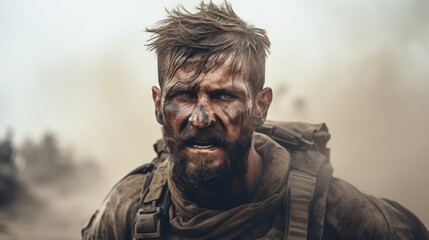 combat veteran in a sandstorm