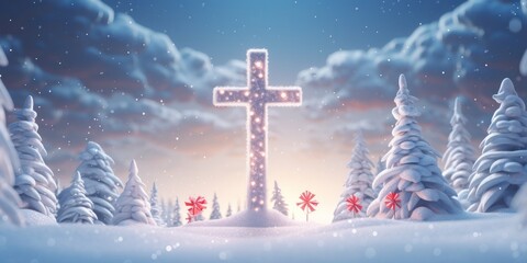 Merry Christmas Cross Christian Xmas Background