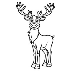 Drawing of a Cute Smiling Reindeer Coloring Page for Kids