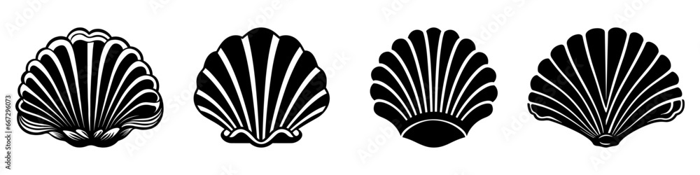 Canvas Prints sea shell icon. set of black pearl shell icons. shell vector icons.