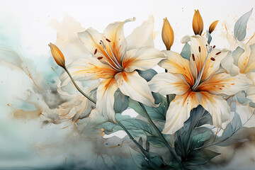 sztuka komputerowa pokazujaca namalowane piekne kolorowe kwitnace kwiaty,