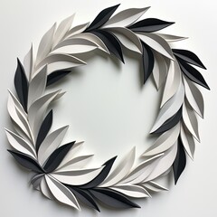 Obraz premium AI-generated illustration of a black and white wreath. MidJourney.