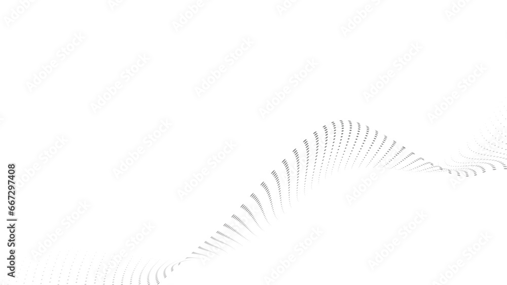 Poster Technology abstract background. Geometric dotted curve shapes.