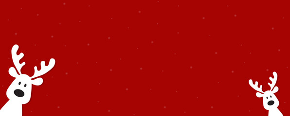 Cute reindeer on a red background. Christmas background, banner, or card. © TestersDesigns