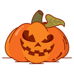 Isolated colored spooky carved halloween pumpkin icon Vector