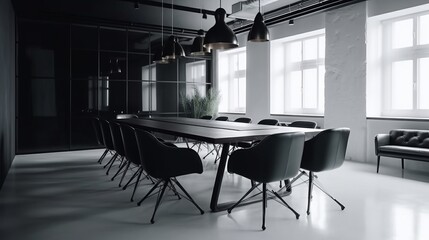 White empty modern conference room. Modern furnished conference room beautifully designed.Meeting room in office. Designer concept