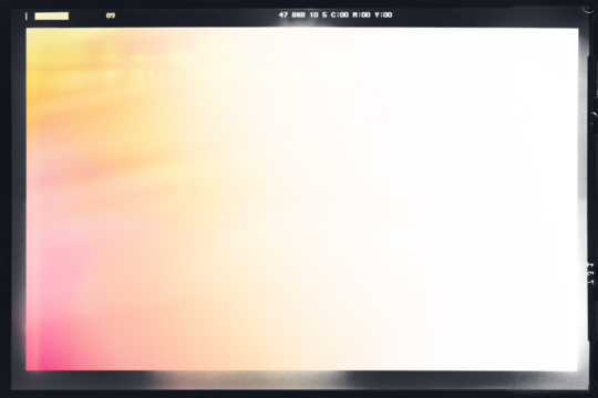 Retro photo film frame of a middle format camera with light leak on transparent background. Template for design, vintage film effects, and color grade