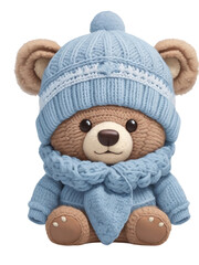  little teddy bear in a warm hat graphic for winter or christmas