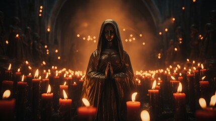 Little Candles Day or Immaculate Conception Eve , Día de las velitas, in honor of the Virgin Mary and her Immaculate Conception. - obrazy, fototapety, plakaty