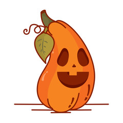Isolated colored spooky carved halloween pumpkin icon Vector