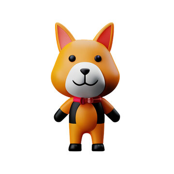 cartoon animal toy character 3D render png transparent background