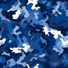 Blue Navy Camo Pattern - obrazy, fototapety, plakaty