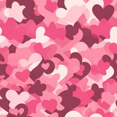 Pink Camo Hearts Pattern - obrazy, fototapety, plakaty