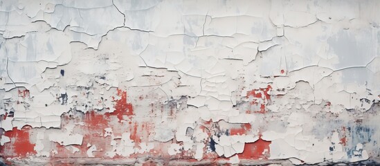 Old red brick wall with damaged white plaster