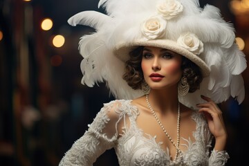 Beautiful flappers dressed in style of Roaring twenties . Vintage, retro party, fashion, girls...