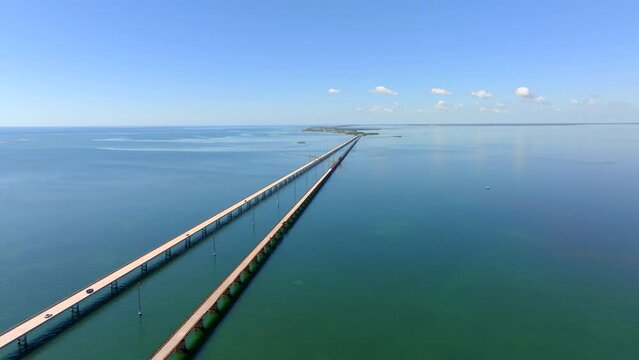 New and old seven mile bridge Florida Keys