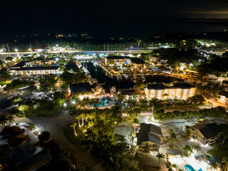 Fototapeta premium Night aerial drone photo Key Largo Florida USA