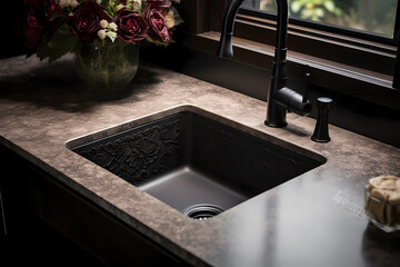 Composite Sink - USA - Made from a mixture of materials like quartz and resin - obrazy, fototapety, plakaty