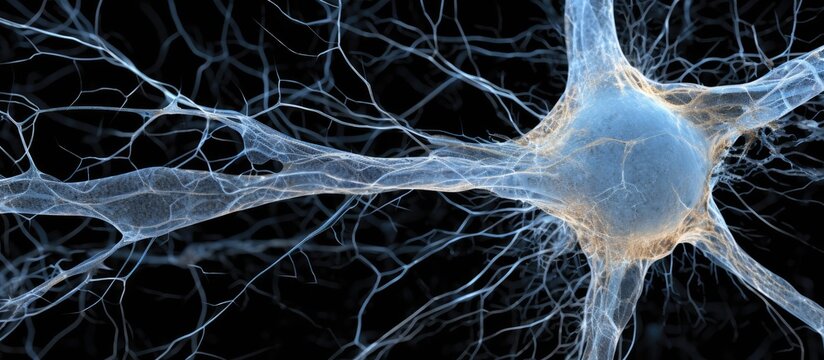 Cajal s silver nitrate reveals the neurofibrils in the soma and dendrites of the multipolar neuron in the spinal cord s anterior horn With copyspace for text