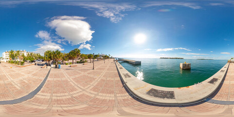 Mallory Square Key West 360 equirectangular stock photo