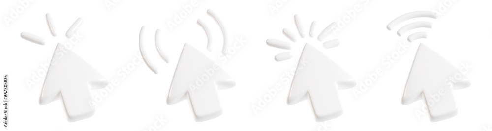 Poster white cursor arrow with different mouse click effect.