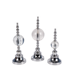 luxury decorative silver and glass objects isolated