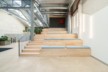 Tiered seating in Madrid coworking space