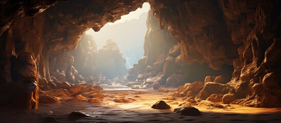 Cave s interior showcases breathtaking rock formations creating a stunning natural landscape