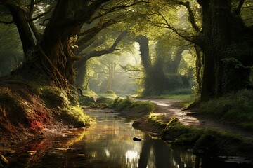 Captivating woodland scenery. Generative AI