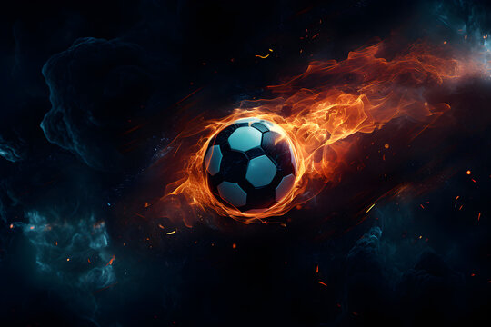 Concept of soccer game dark background