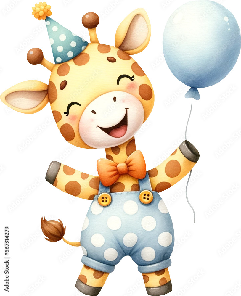 Poster cute giraffe character illustration created with generative ai technology