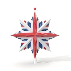 Christmas star toy in colors of Great Britain flag, isolated on white background