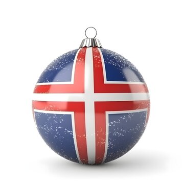 Christmas ball isolated on white painted in national Norway flag colors